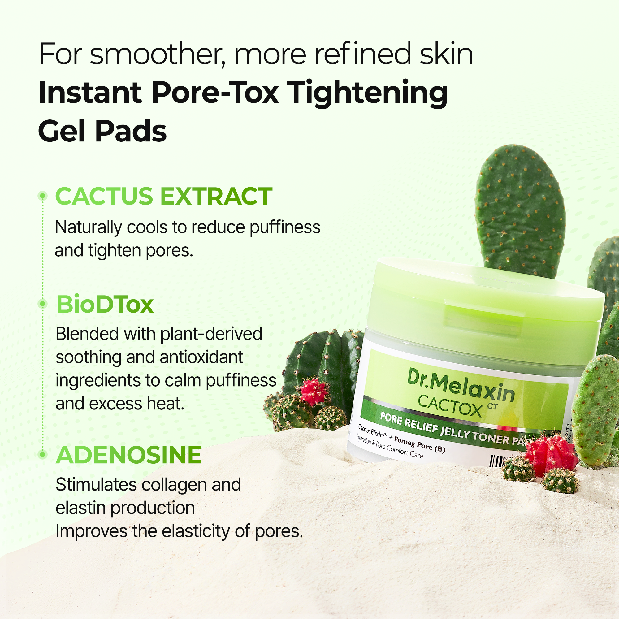 CACTOX Pore Relief Jelly Toner 60 Pads  & Serum Mist Duo